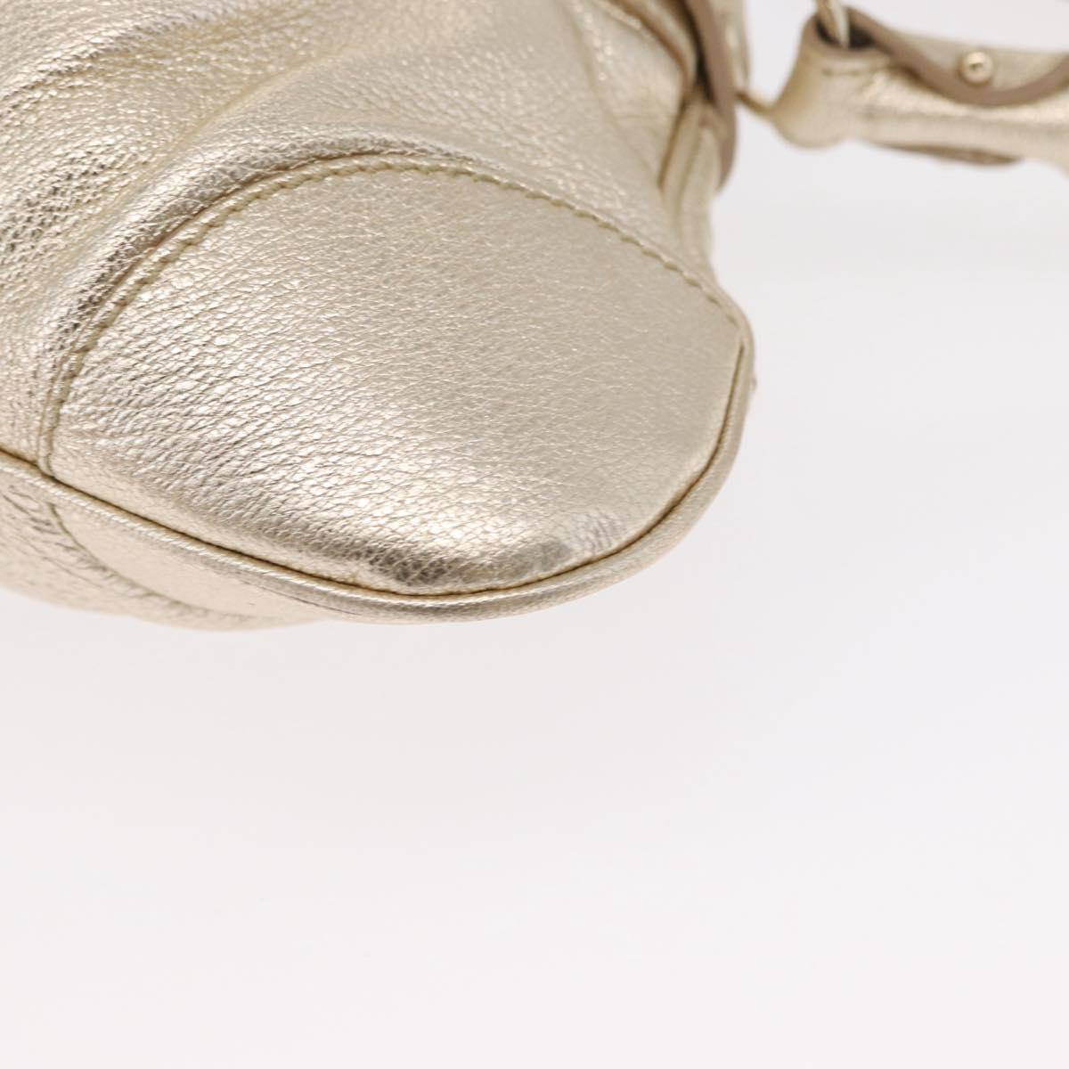 Salvatore Ferragamo Gancini Shoulder Bag Leather Gold Auth 153960