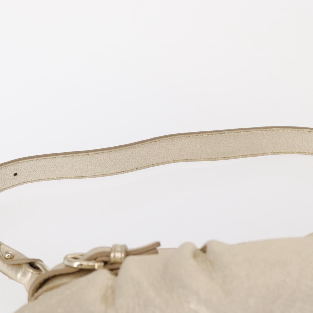 Salvatore Ferragamo Gancini Shoulder Bag Leather Gold Auth 153960