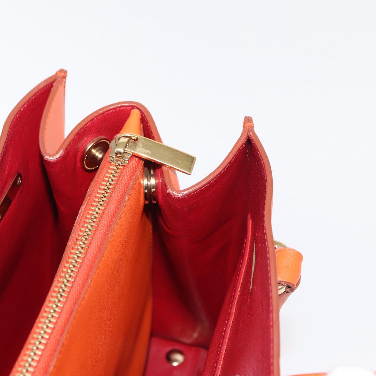 Salvatore Ferragamo Gancini Hand Bag Leather Orange Gold Auth 153961V