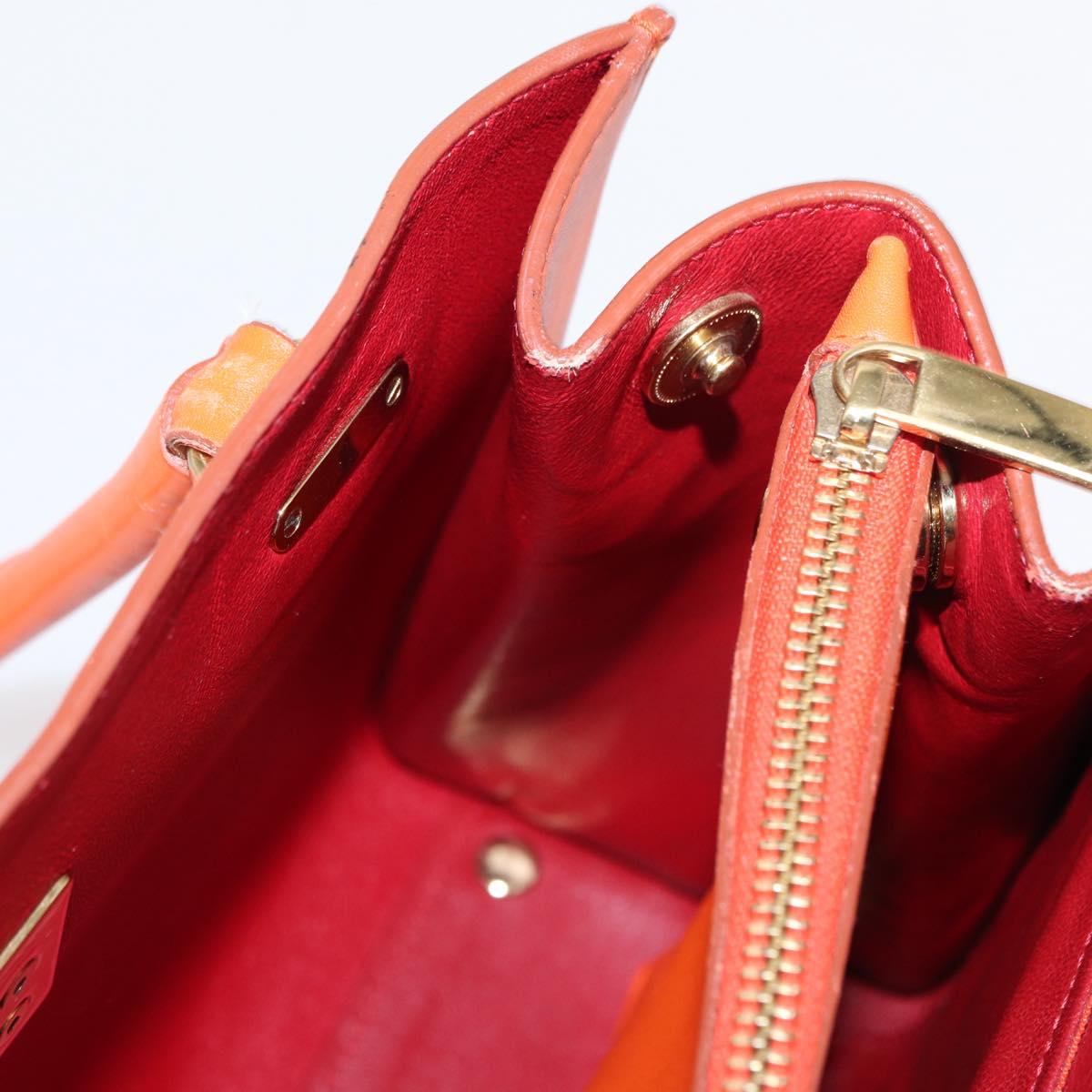 Salvatore Ferragamo Gancini Hand Bag Leather Orange Gold Auth 153961V