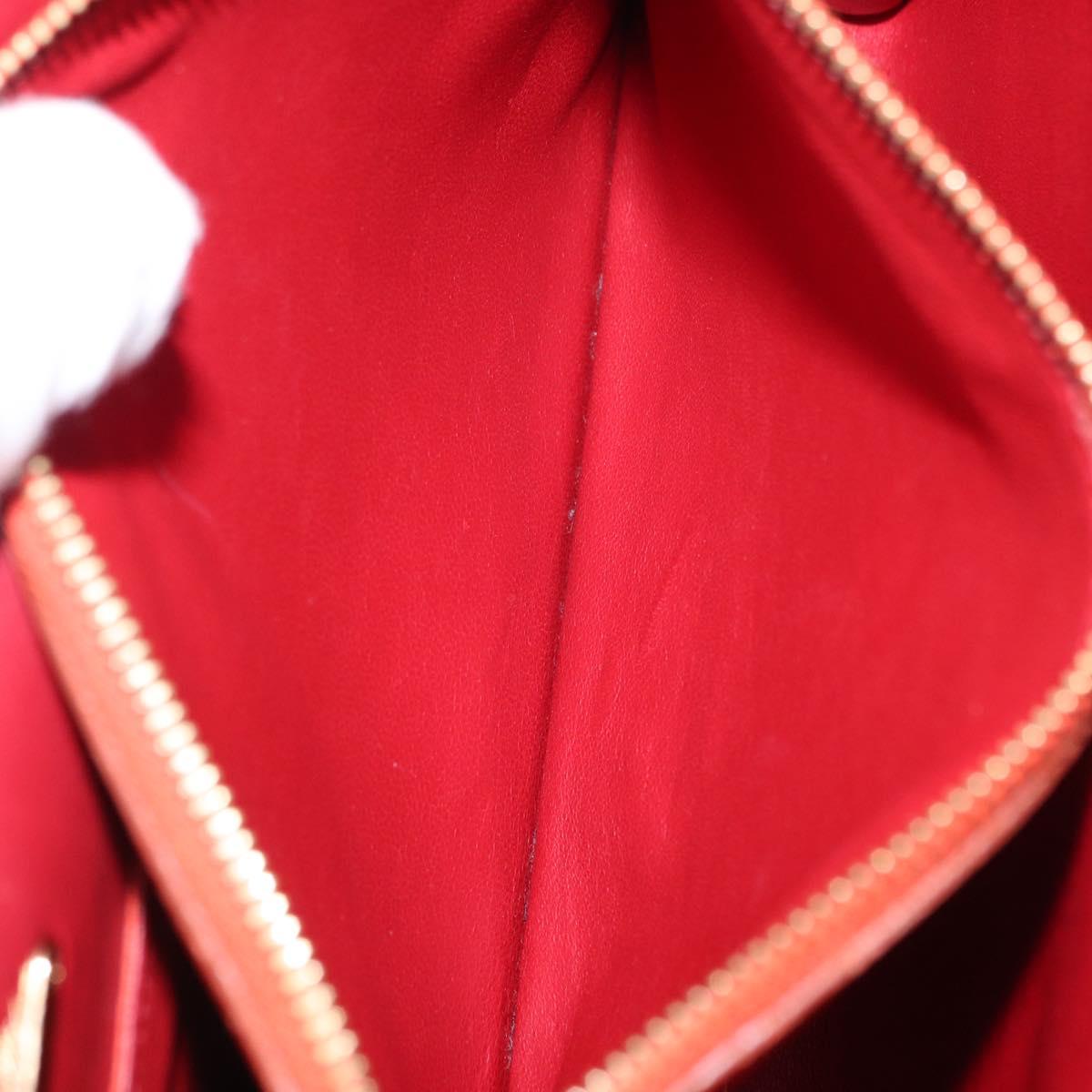 Salvatore Ferragamo Gancini Hand Bag Leather Orange Gold Auth 153961V