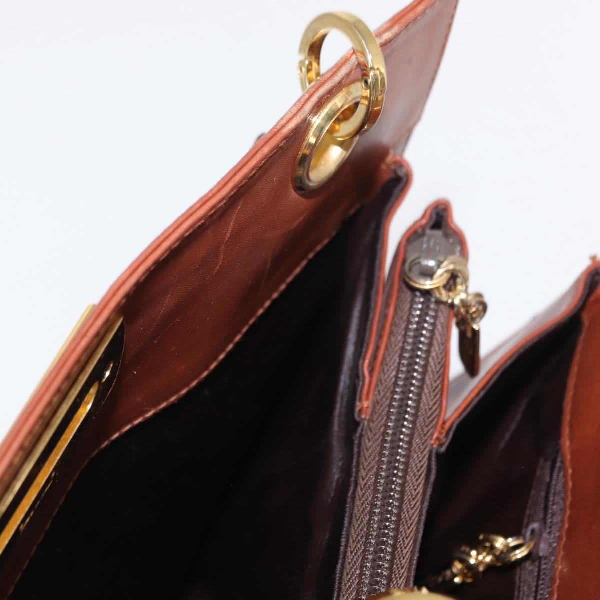 Salvatore Ferragamo Gancini Hand Bag Leather 2way Brown Gold Auth 153962