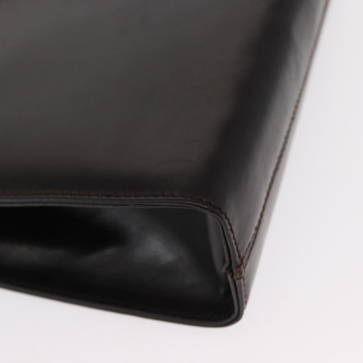 Salvatore Ferragamo Gancini Chain Hand Bag Leather Dark Brown Gold Auth 153963