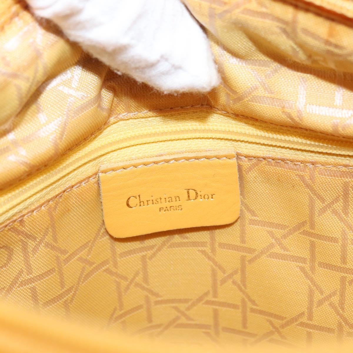 Christian Dior Lady Dior Canage Hand Bag Nylon Yellow Gold Auth 153964