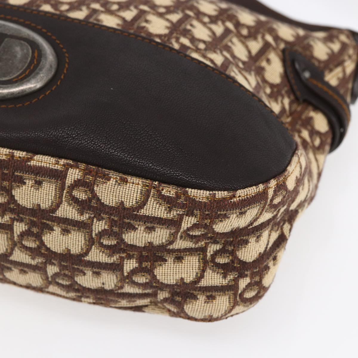 Christian Dior Trotter Canvas Shoulder Bag Brown Auth 153966V