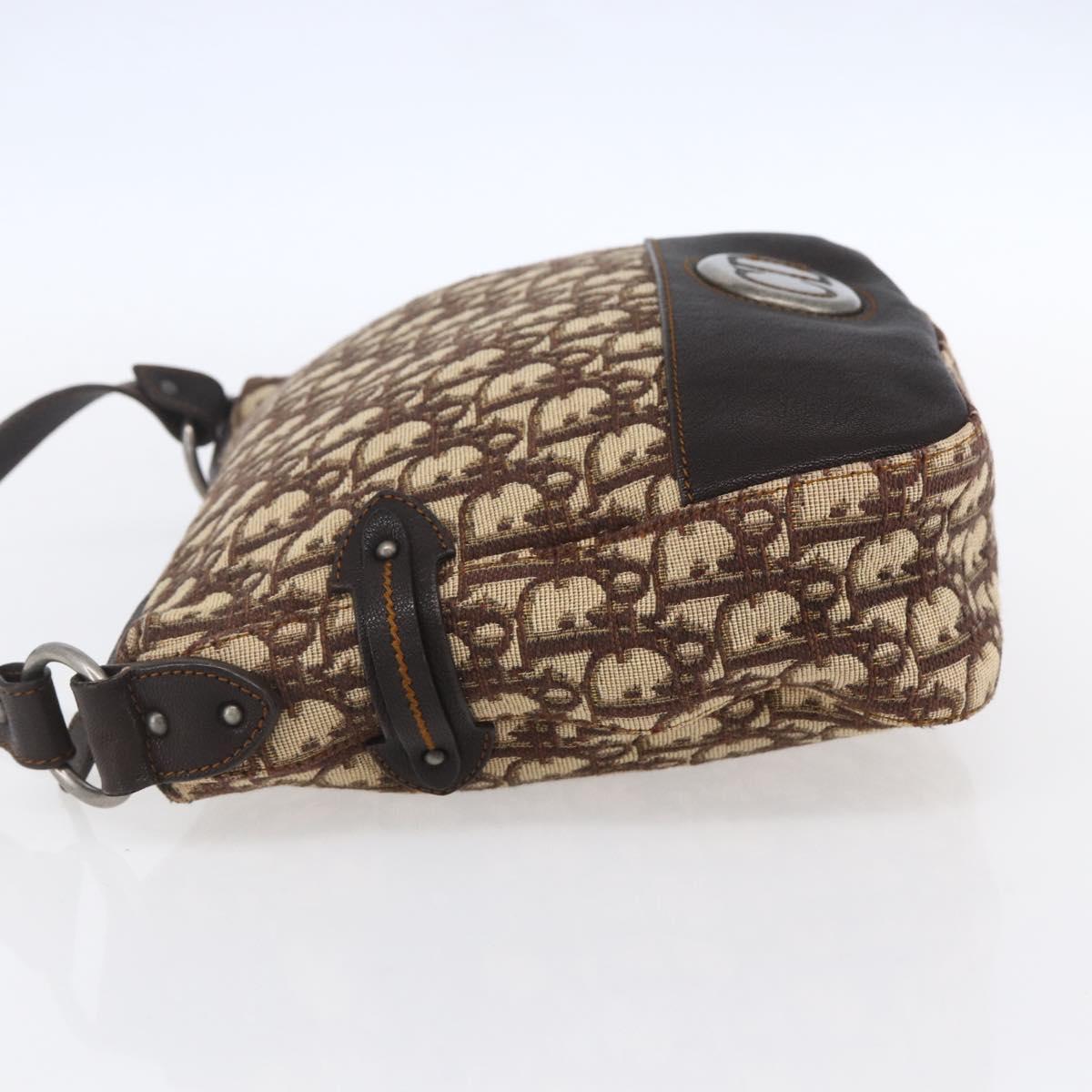 Christian Dior Trotter Canvas Shoulder Bag Brown Auth 153966V