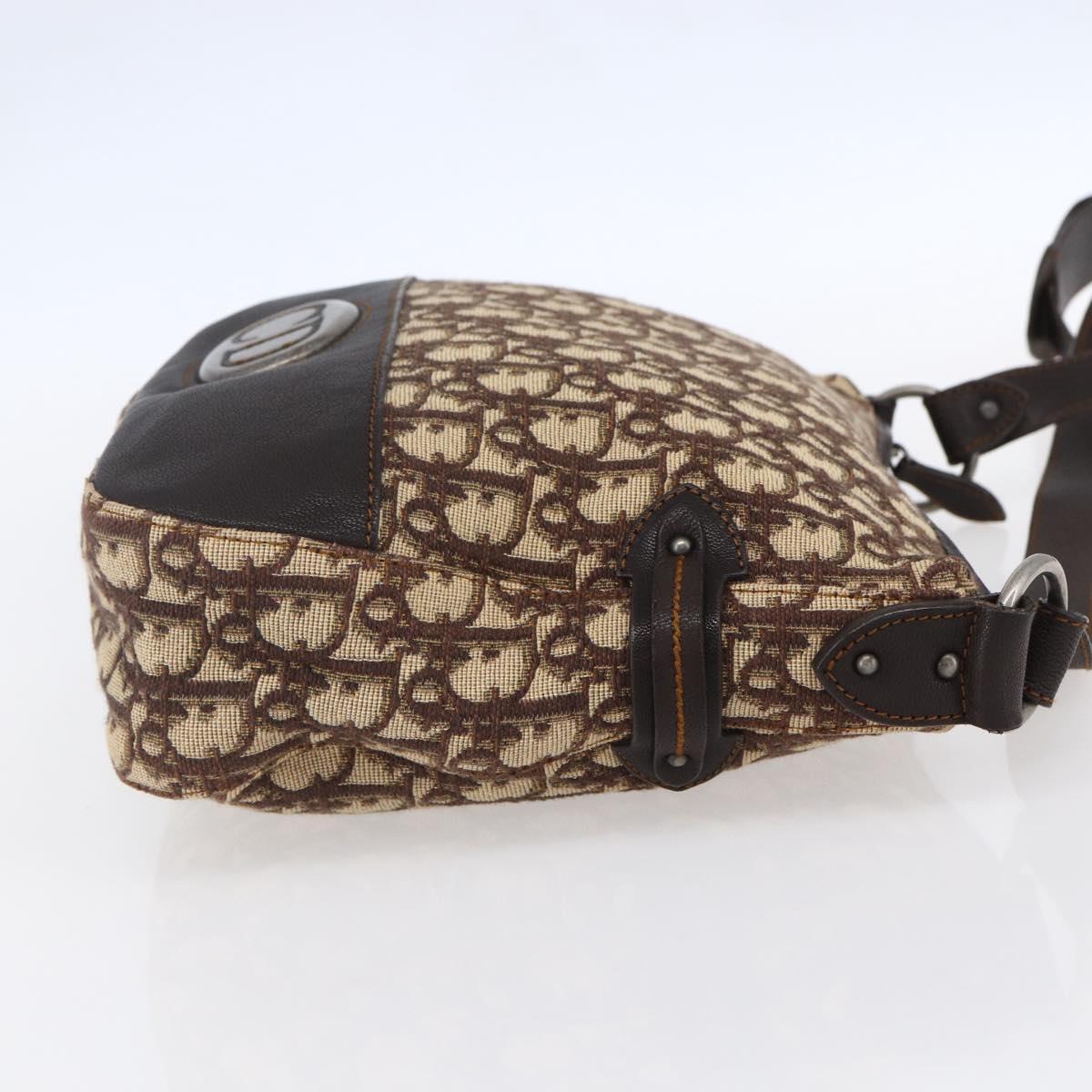 Christian Dior Trotter Canvas Shoulder Bag Brown Auth 153966V