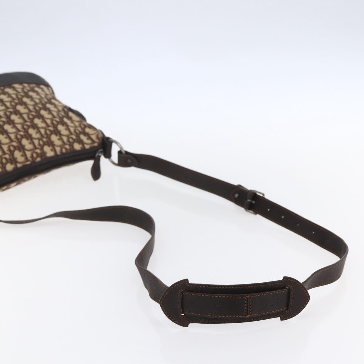 Christian Dior Trotter Canvas Shoulder Bag Brown Auth 153966V
