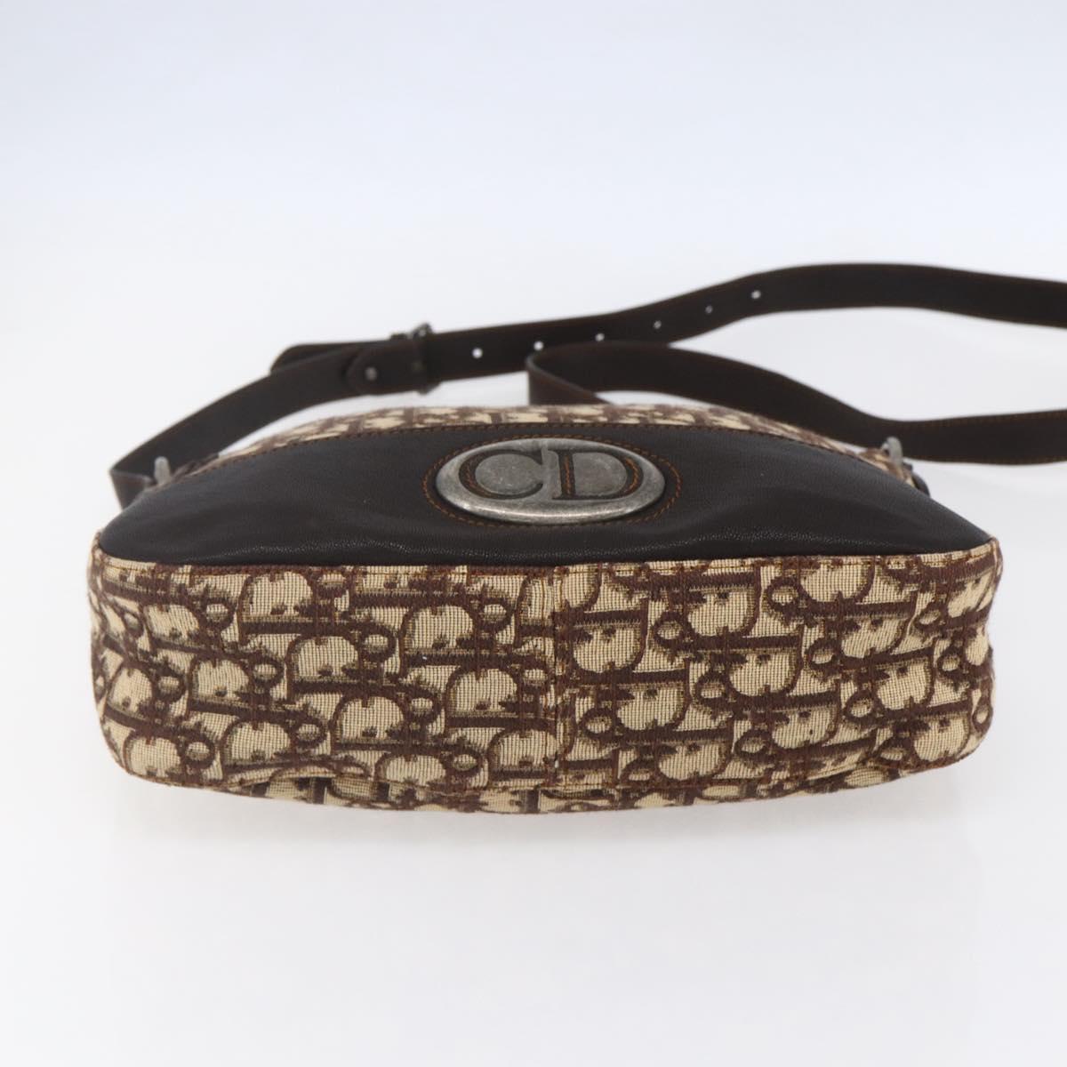 Christian Dior Trotter Canvas Shoulder Bag Brown Auth 153966V