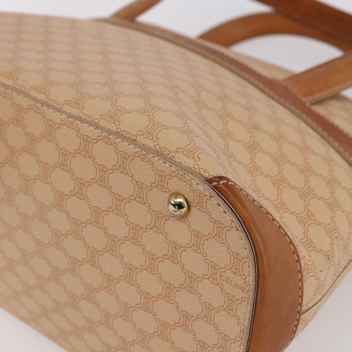 CELINE Macadam Canvas Hand Bag PVC 2way Beige Gold Auth 153970