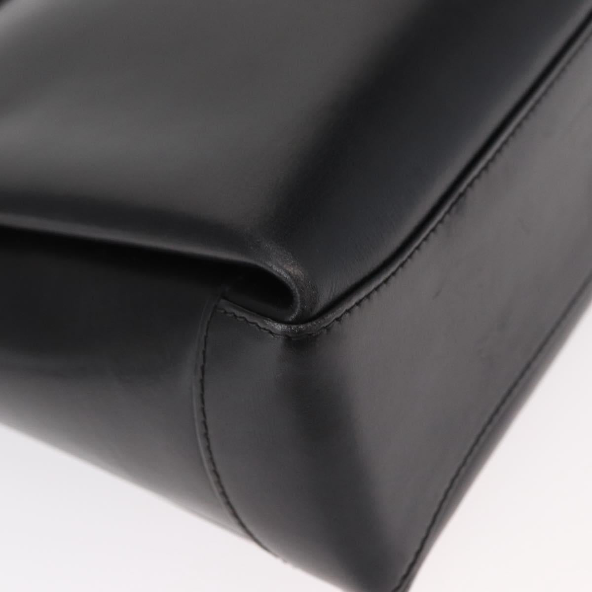 GUCCI Bamboo Hand Bag Leather 2way Black Gold Auth 153972