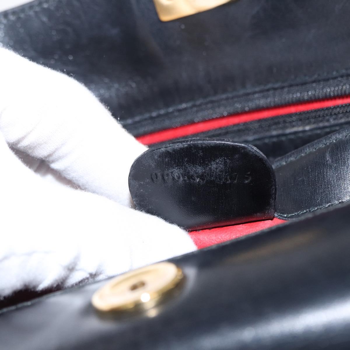 GUCCI Bamboo Hand Bag Leather 2way Black Gold Auth 153972