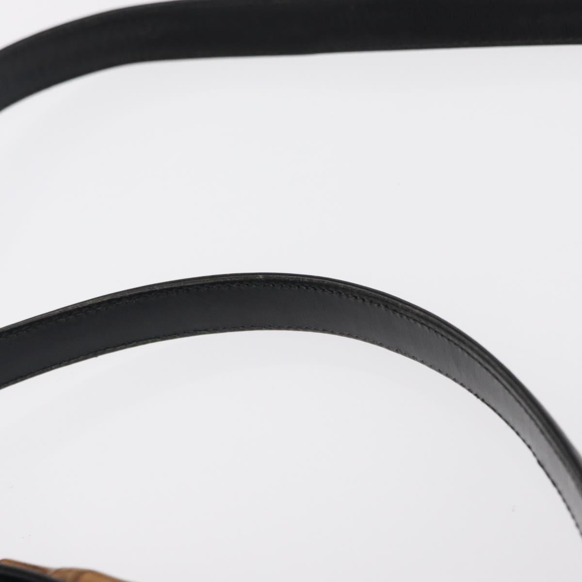 GUCCI Bamboo Hand Bag Leather 2way Black Gold Auth 153972