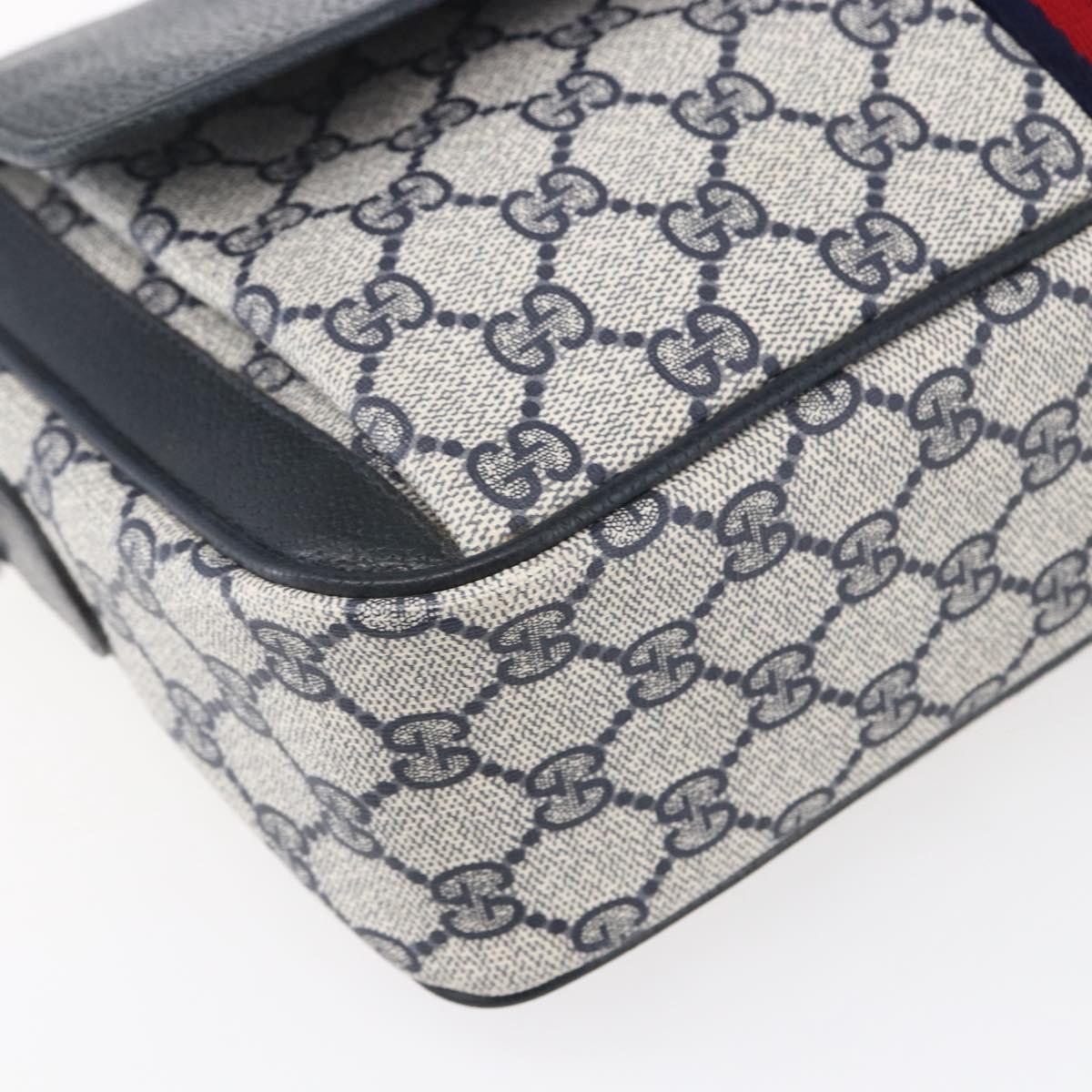 GUCCI GG Supreme Sherry Line Shoulder Bag PVC Navy Gold 904 02 063 Auth 153974