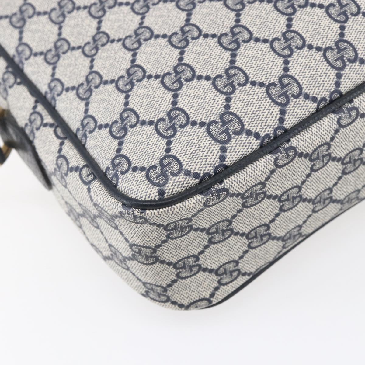 GUCCI GG Supreme Sherry Line Shoulder Bag PVC Navy Gold 904 02 063 Auth 153974