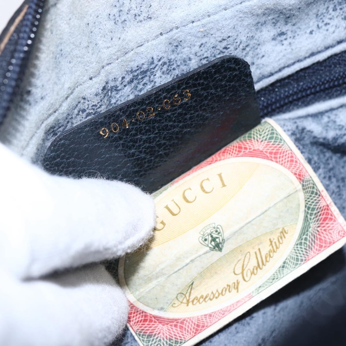 GUCCI GG Supreme Sherry Line Shoulder Bag PVC Navy Gold 904 02 063 Auth 153974