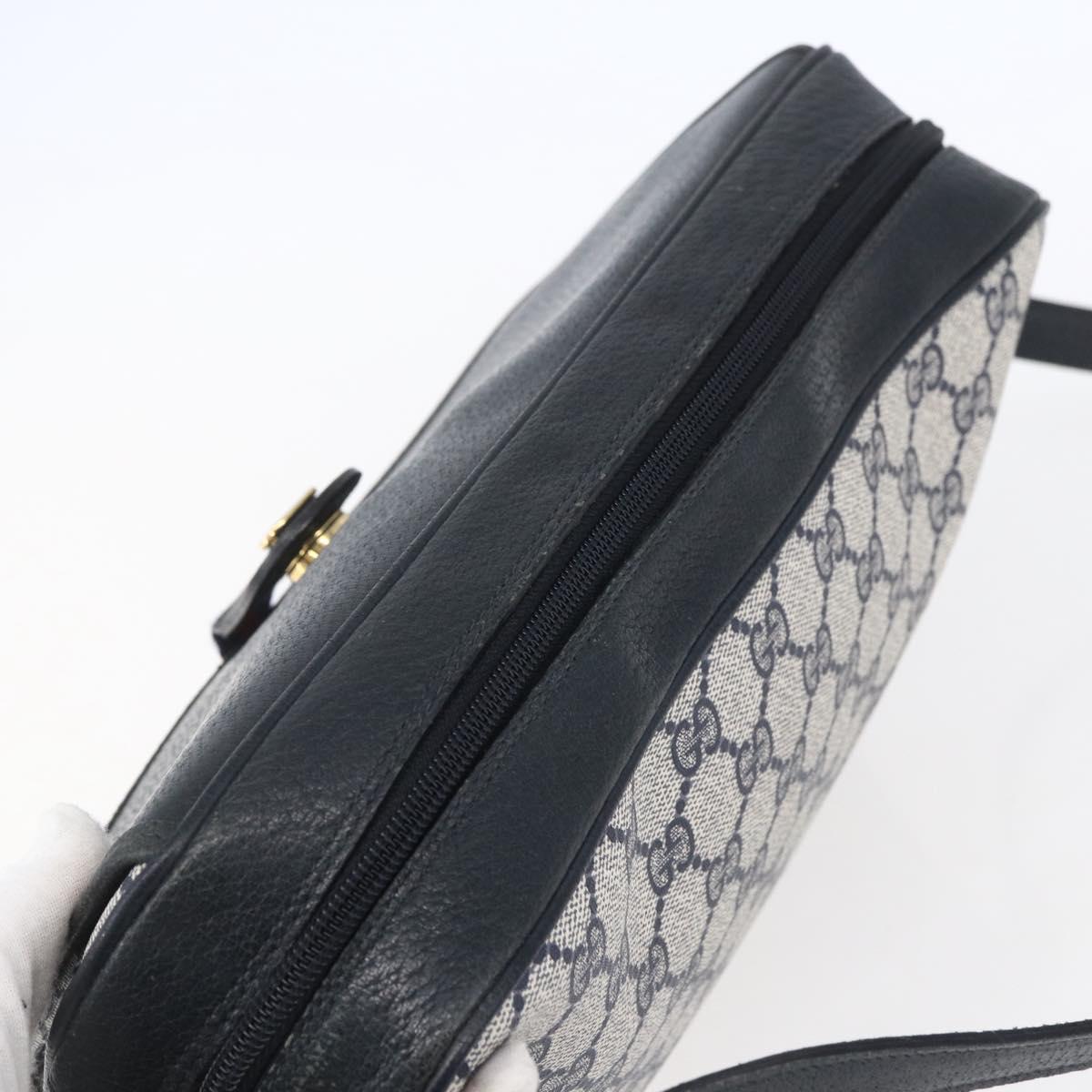 GUCCI GG Supreme Sherry Line Shoulder Bag PVC Navy Gold 904 02 063 Auth 153974