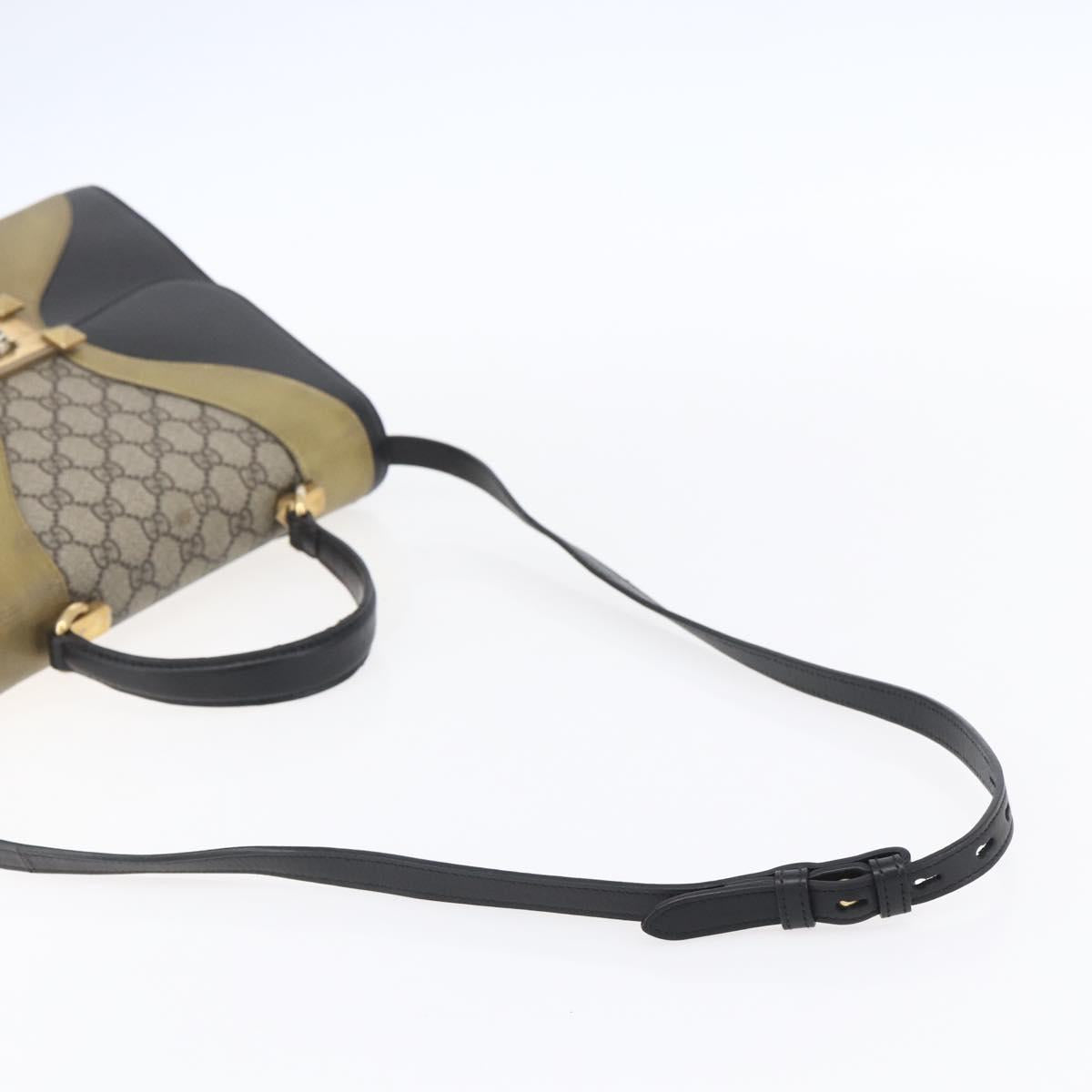 GUCCI GG Supreme Cat Head Hand Bag PVC 2way Beige Gold 476435 Auth 153975