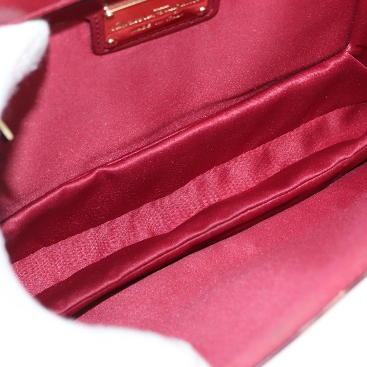 Salvatore Ferragamo Vala Chain Shoulder Bag Leather Bordeaux Gold Auth 153977