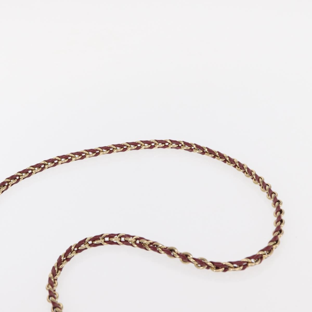 Salvatore Ferragamo Vala Chain Shoulder Bag Leather Bordeaux Gold Auth 153977