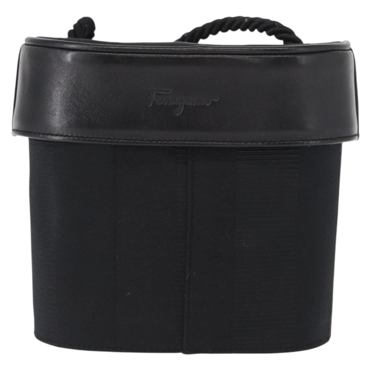 Salvatore Ferragamo Shoulder Bag Nylon Black Gold Auth 153979