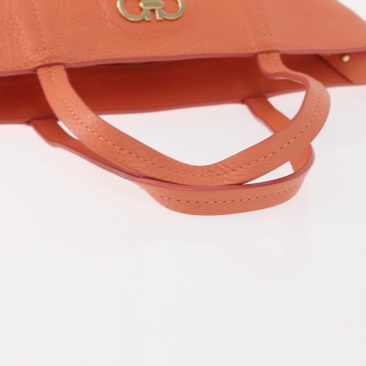 Salvatore Ferragamo Gancini Hand Bag Leather Pink Gold Auth 153980