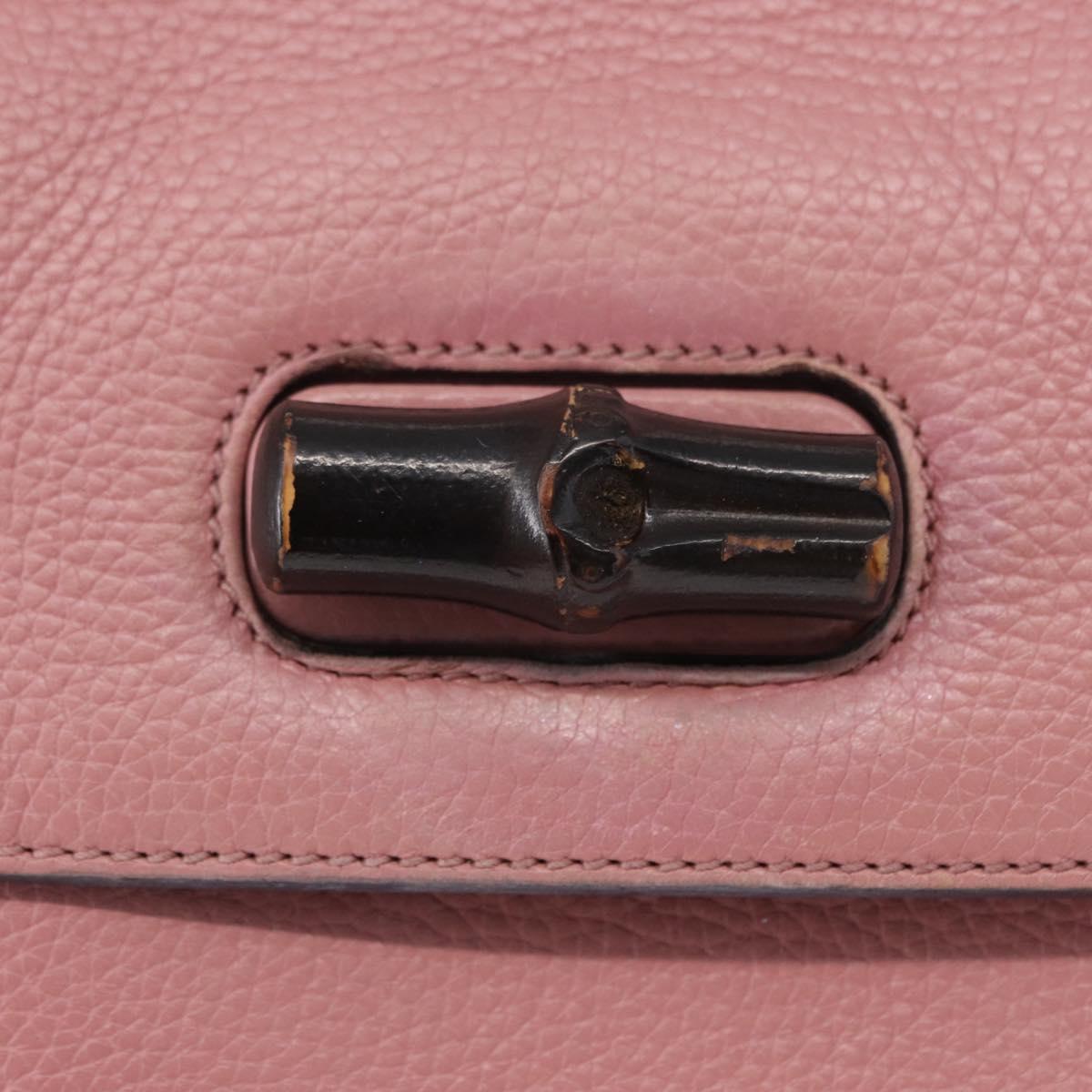 GUCCI Bamboo Daily Hand Bag Leather 2way Pink Silver 370831 Auth 153982