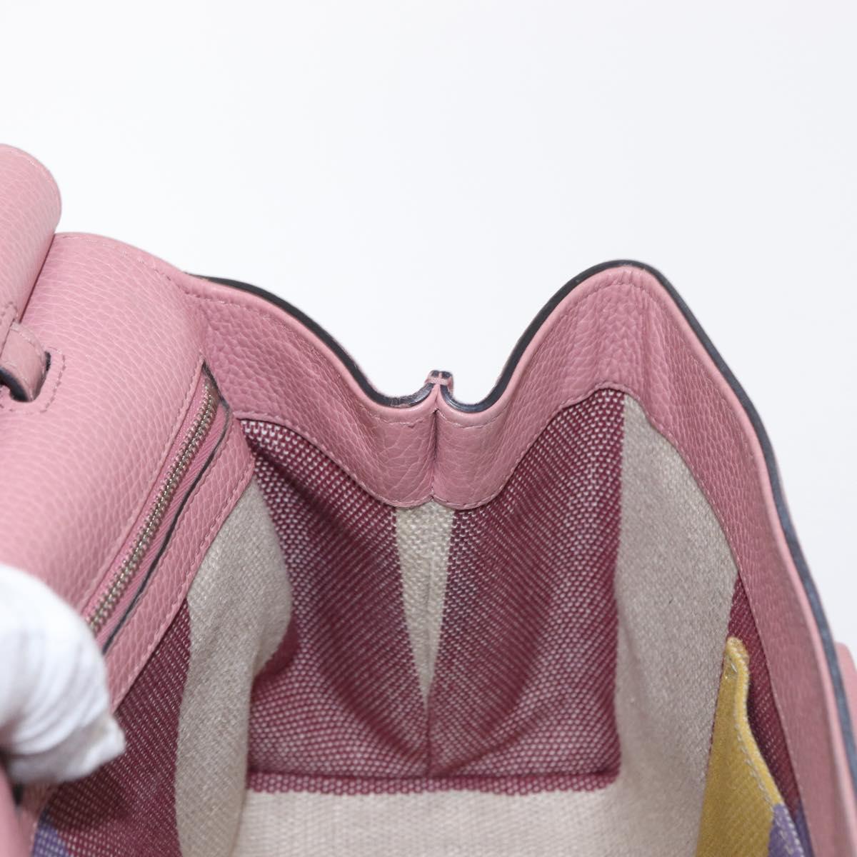 GUCCI Bamboo Daily Hand Bag Leather 2way Pink Silver 370831 Auth 153982