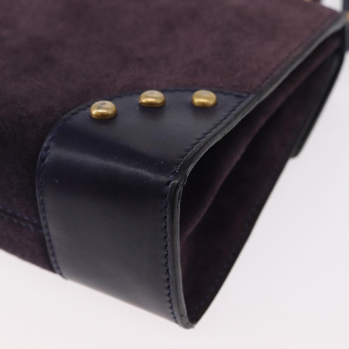 CELINE Hand Bag Suede 2way Purple Gold Auth 153983