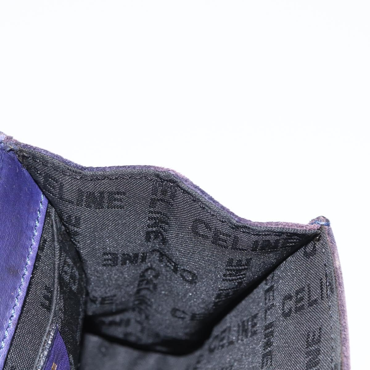 CELINE Hand Bag Suede 2way Purple Gold Auth 153983