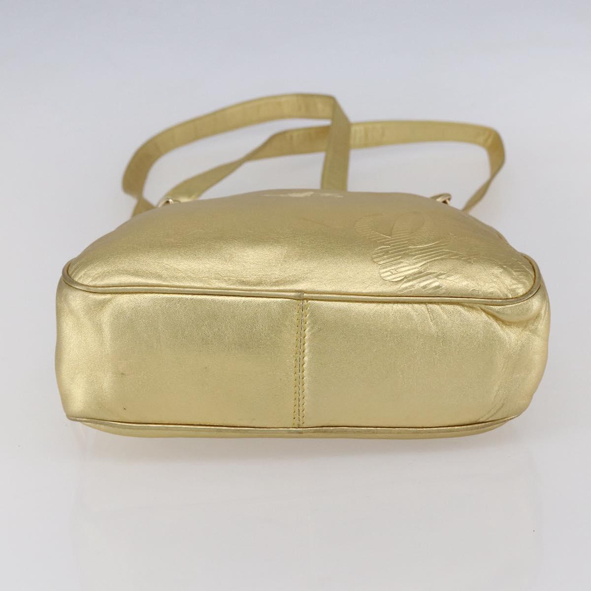 LOEWE Anagram Shoulder Bag Leather Gold Auth 153984