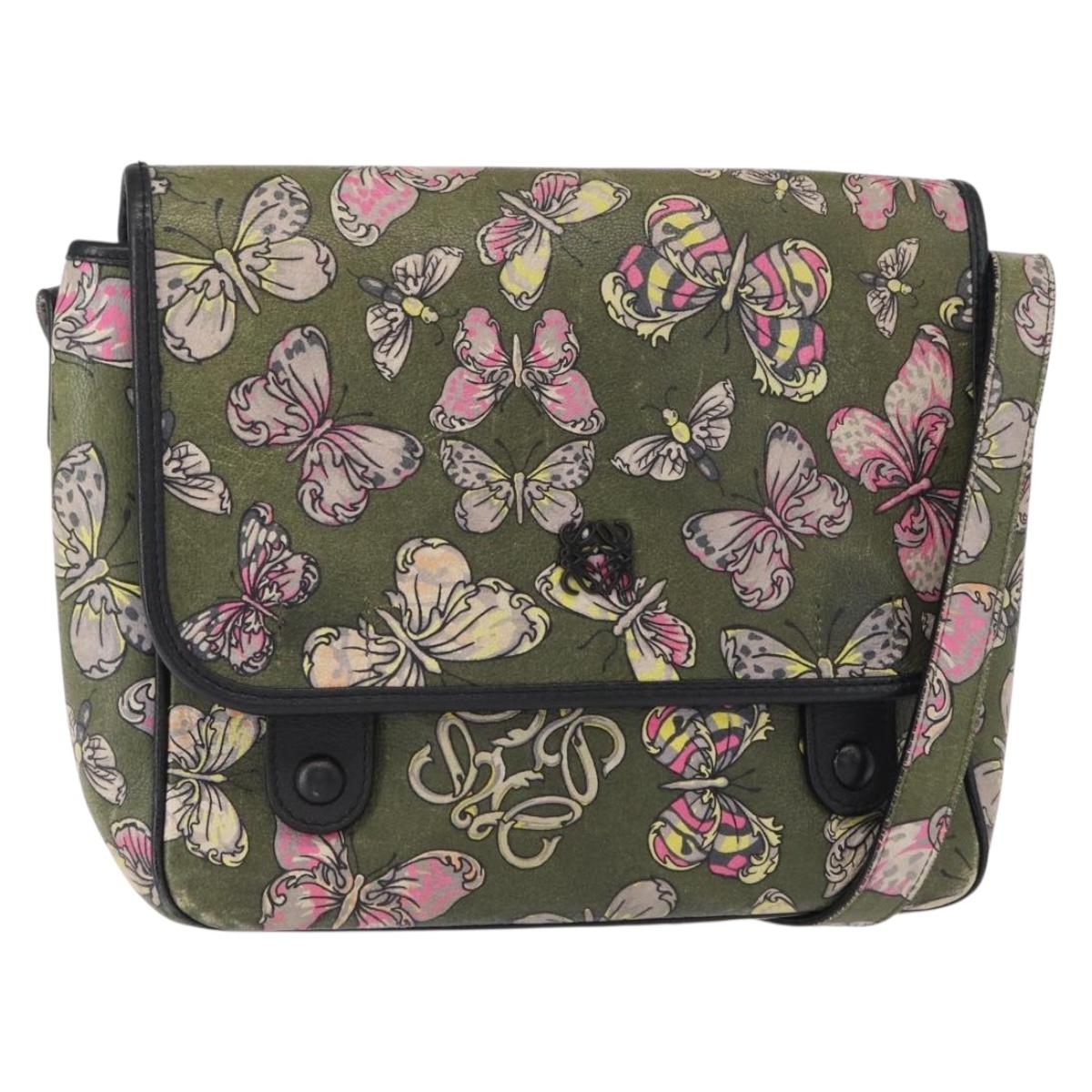 LOEWE Shoulder Bag Leather Green Auth 153985