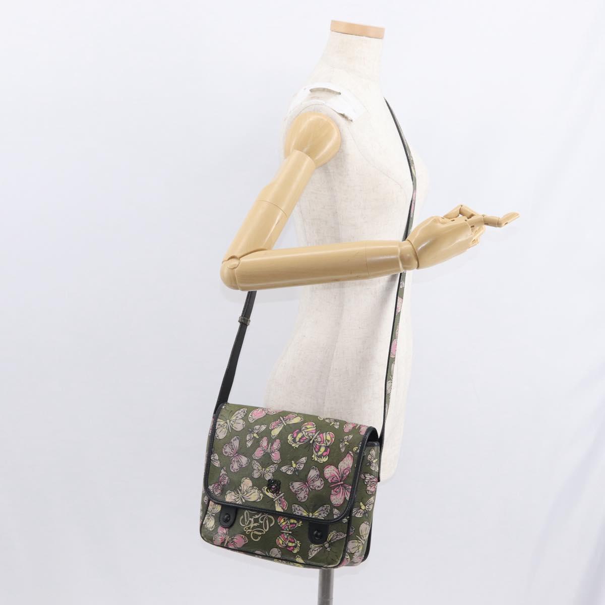 LOEWE Shoulder Bag Leather Green Auth 153985