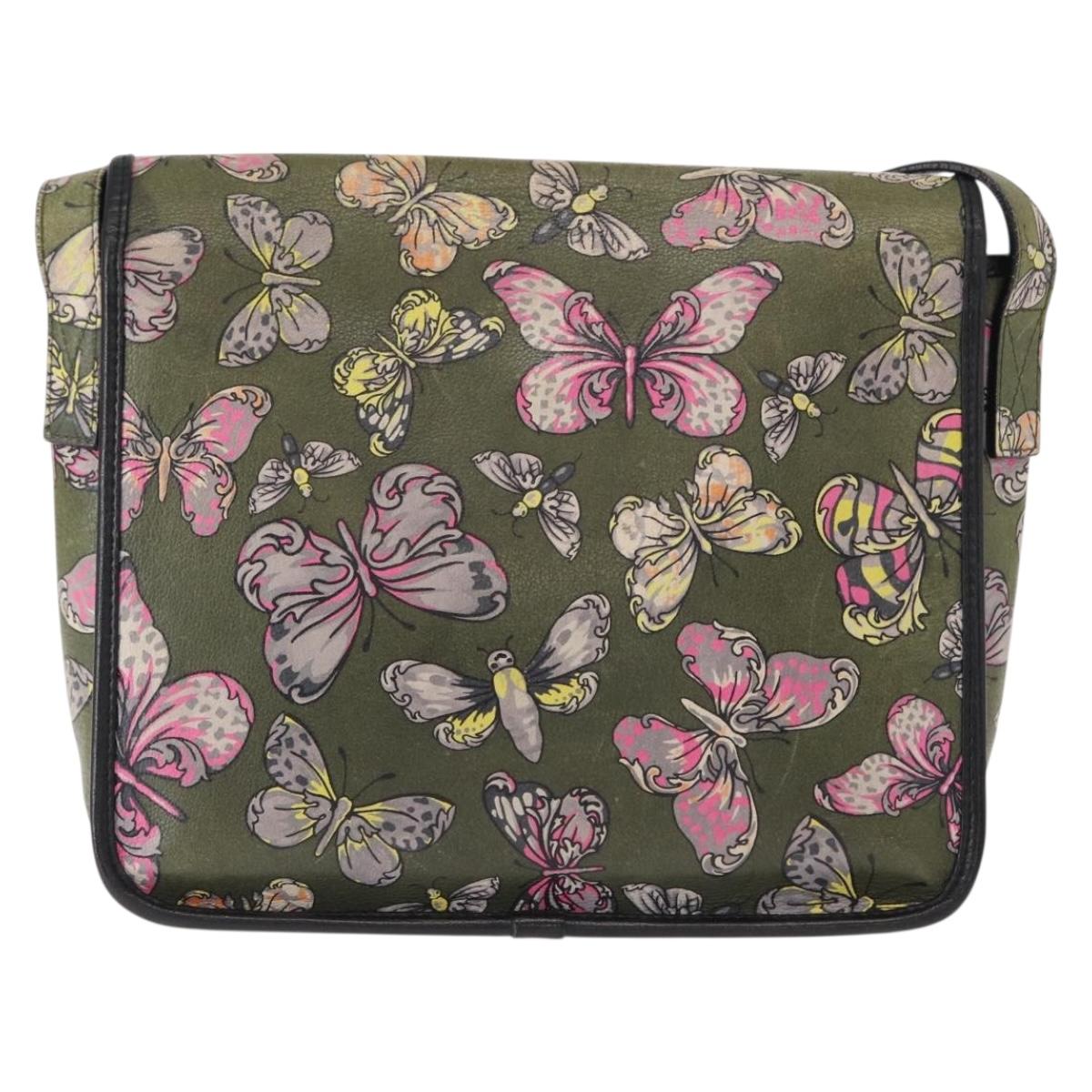 LOEWE Shoulder Bag Leather Green Auth 153985