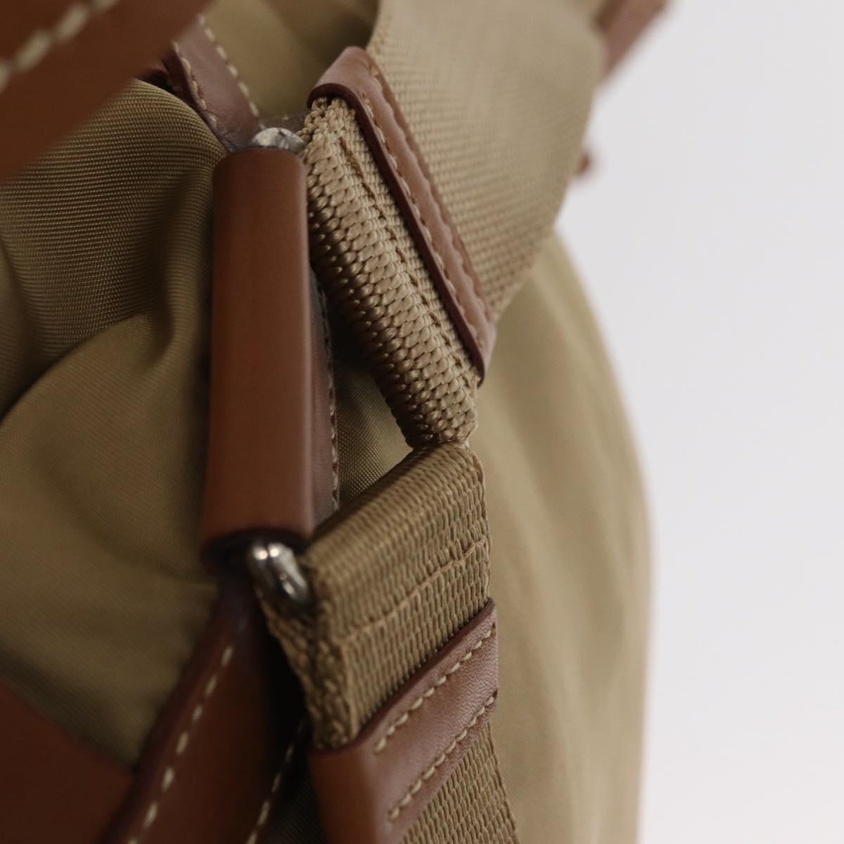 PRADA Backpack Nylon Beige Silver Auth 153987