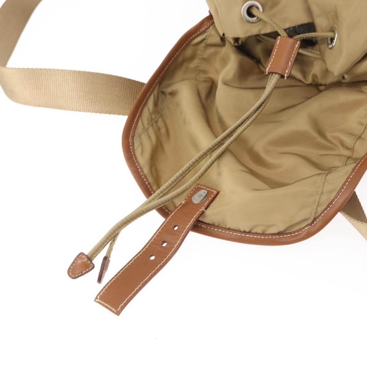 PRADA Backpack Nylon Beige Silver Auth 153987