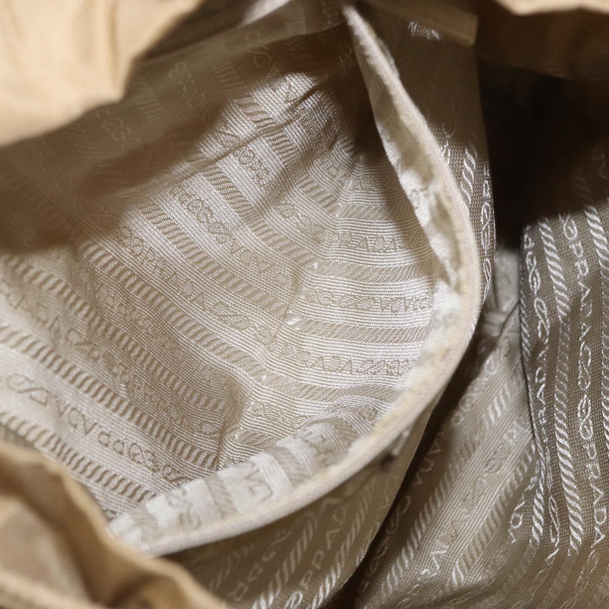 PRADA Backpack Nylon Beige Silver Auth 153987