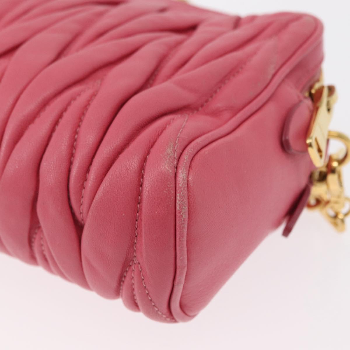 Miu Miu Matelasse Chain Shoulder Bag Leather Pink Gold Auth 153988