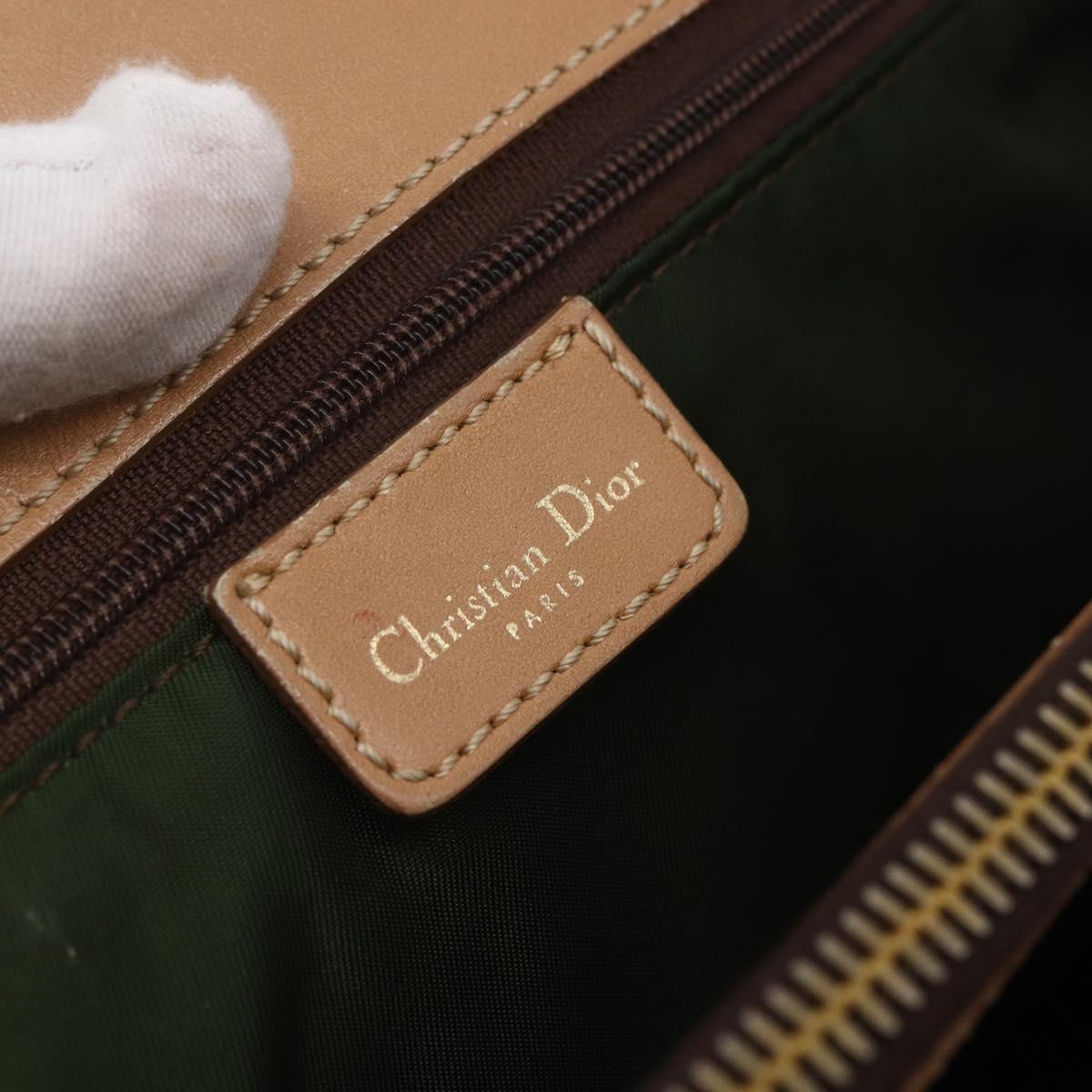 Christian Dior Trotter Canvas Hand Bag Brown Gold Auth 153990