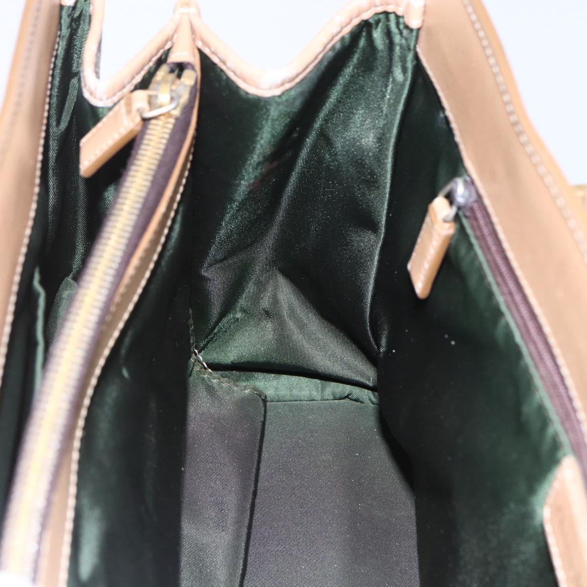 Christian Dior Trotter Canvas Hand Bag Brown Gold Auth 153990