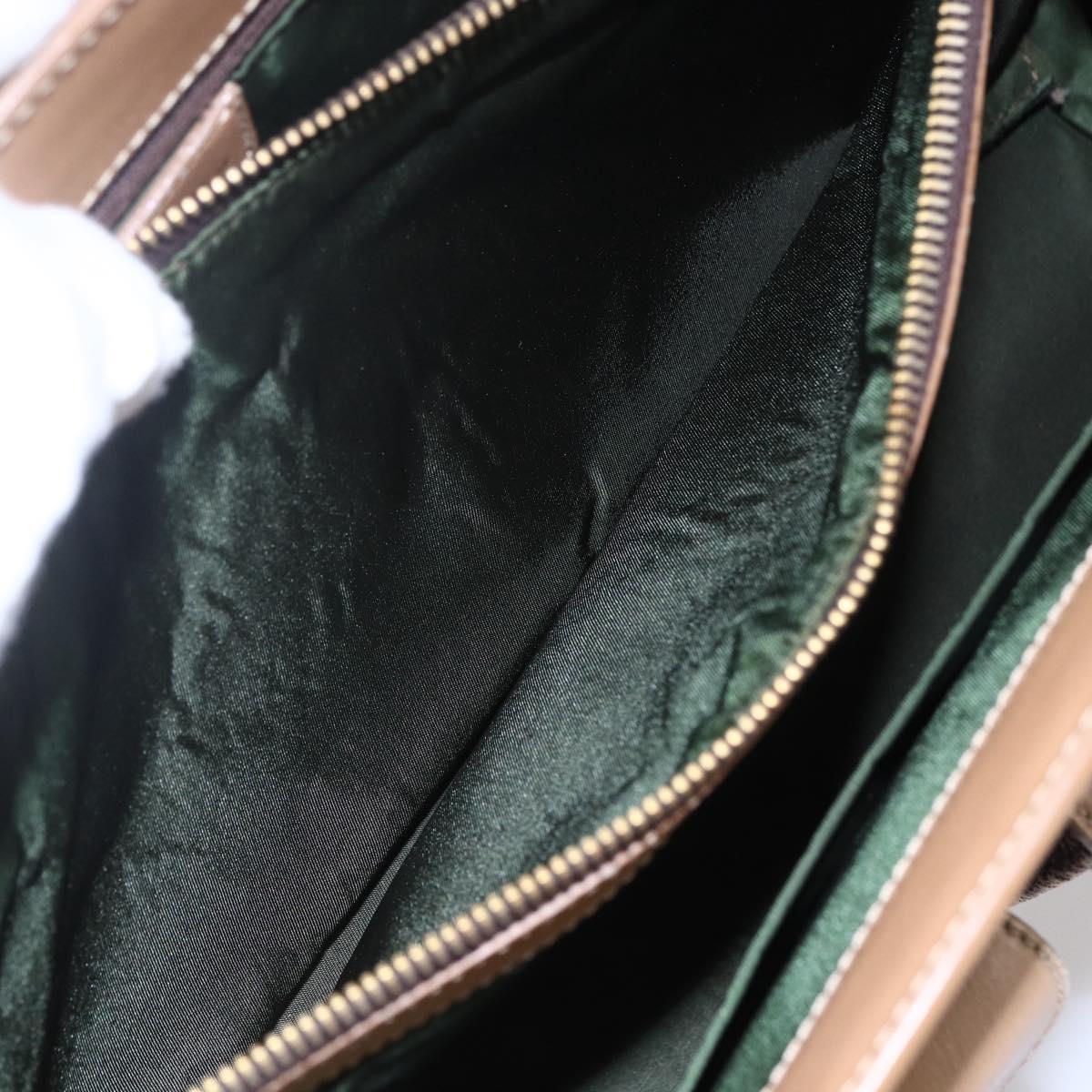 Christian Dior Trotter Canvas Hand Bag Brown Gold Auth 153990