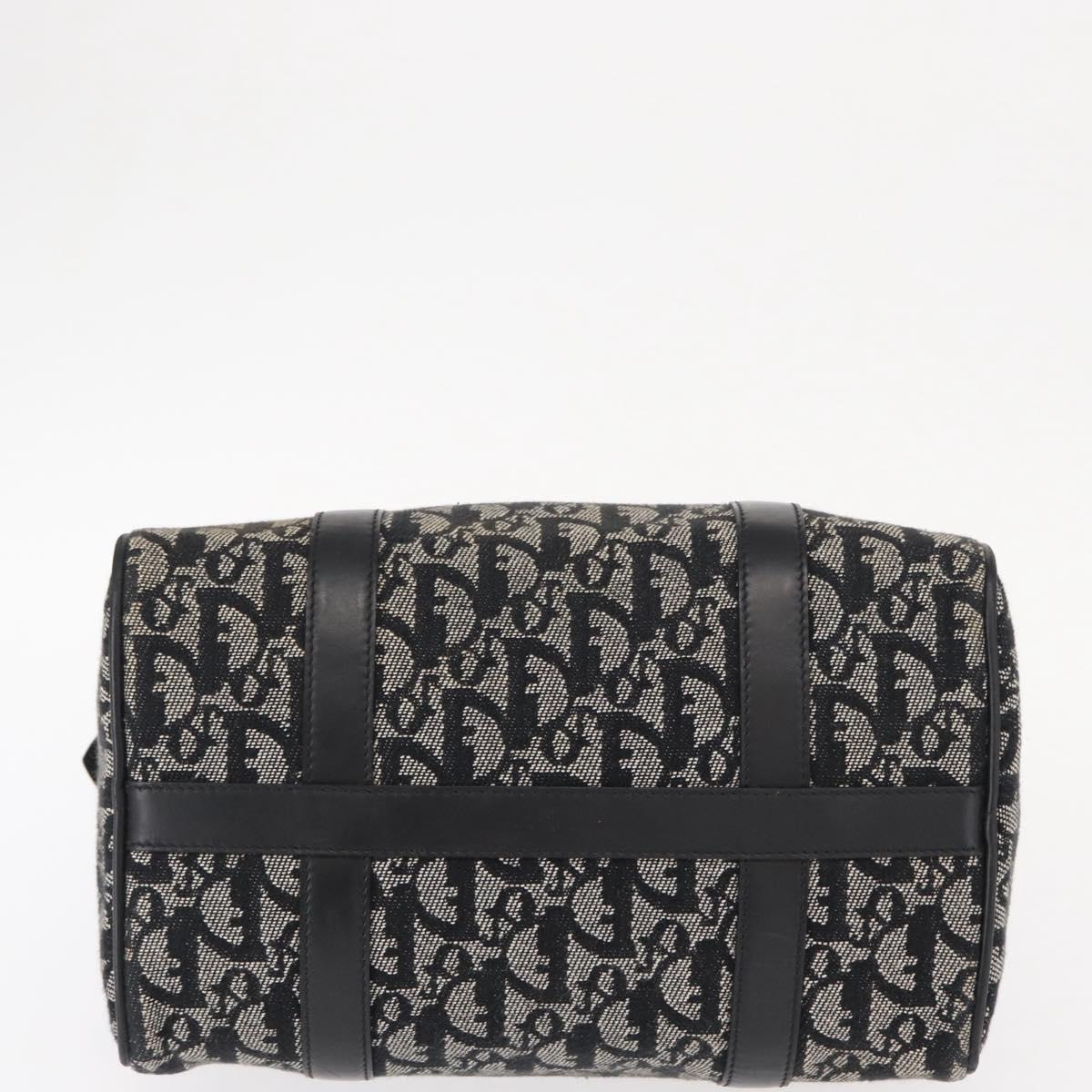 Christian Dior Trotter Canvas Hand Bag Black Silver Auth 153991