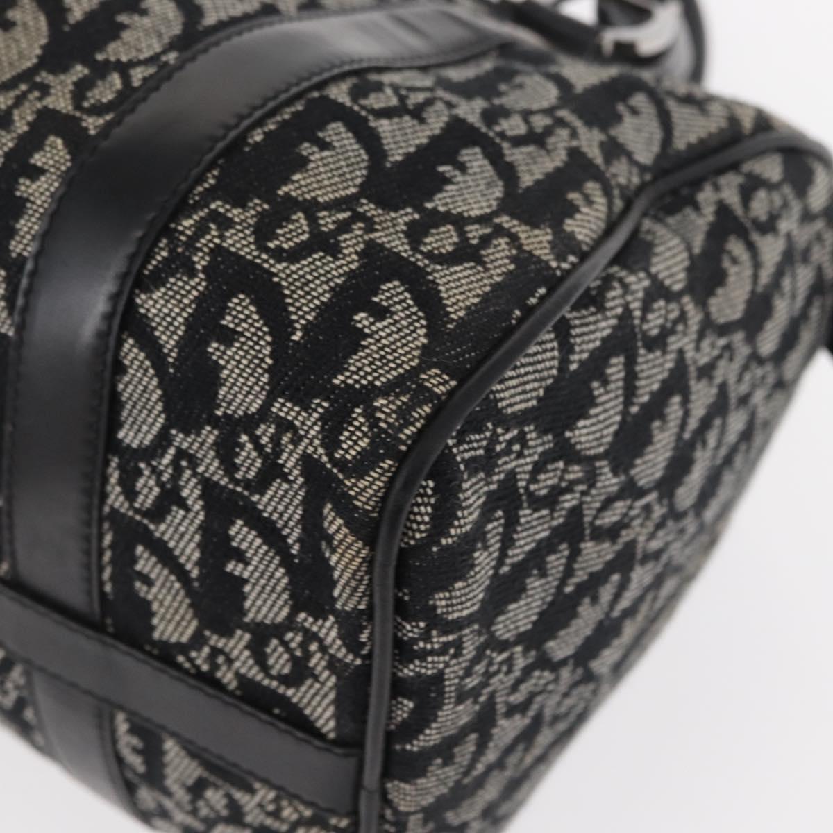 Christian Dior Trotter Canvas Hand Bag Black Silver Auth 153991