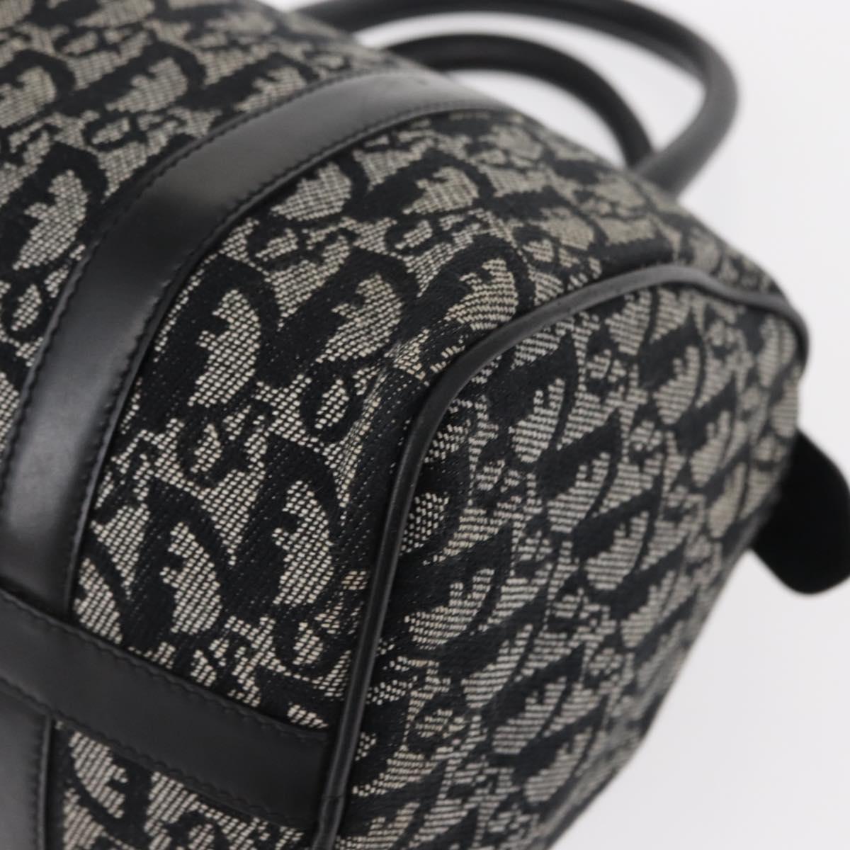 Christian Dior Trotter Canvas Hand Bag Black Silver Auth 153991