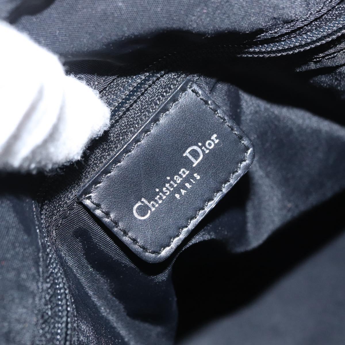 Christian Dior Trotter Canvas Hand Bag Black Silver Auth 153991