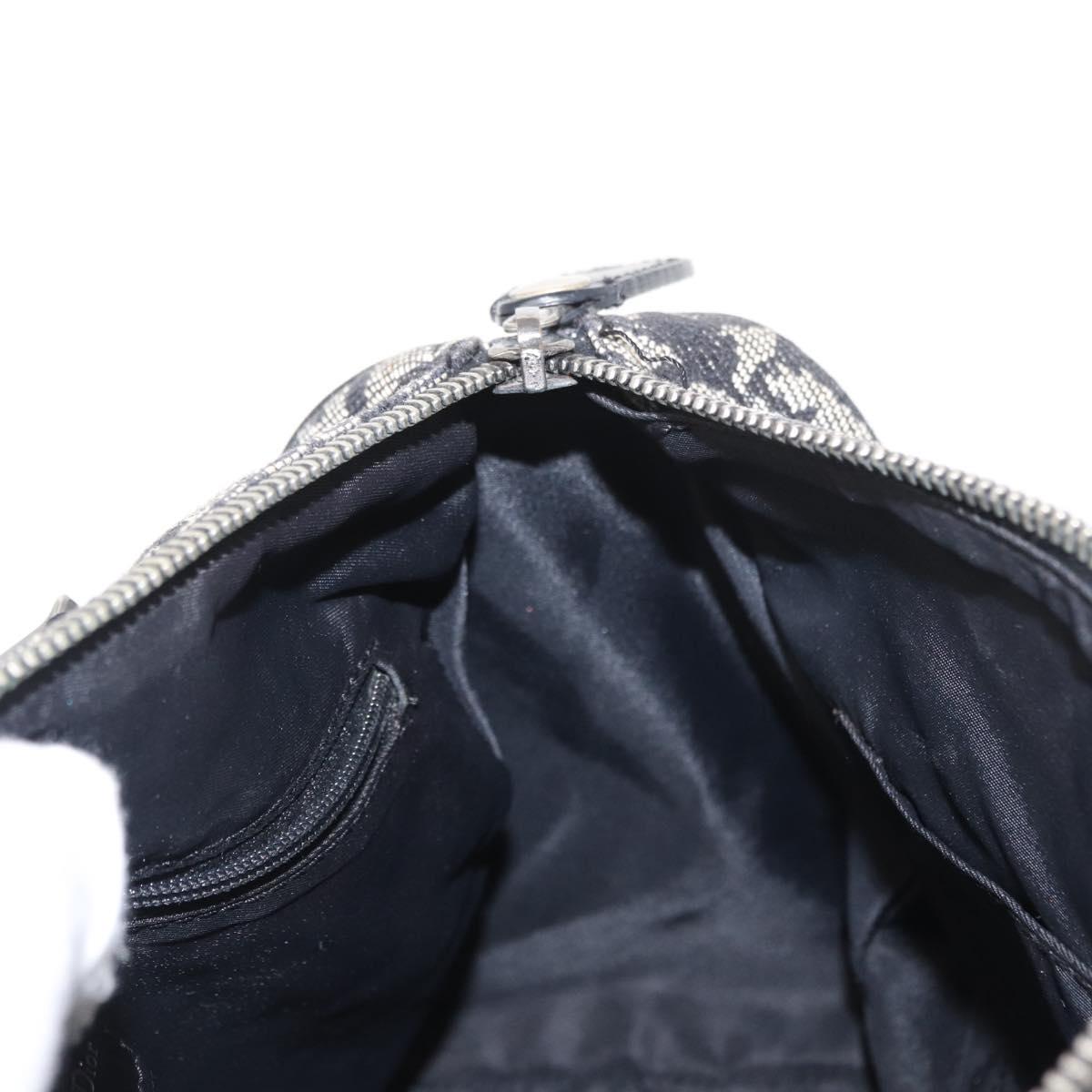 Christian Dior Trotter Canvas Hand Bag Black Silver Auth 153991