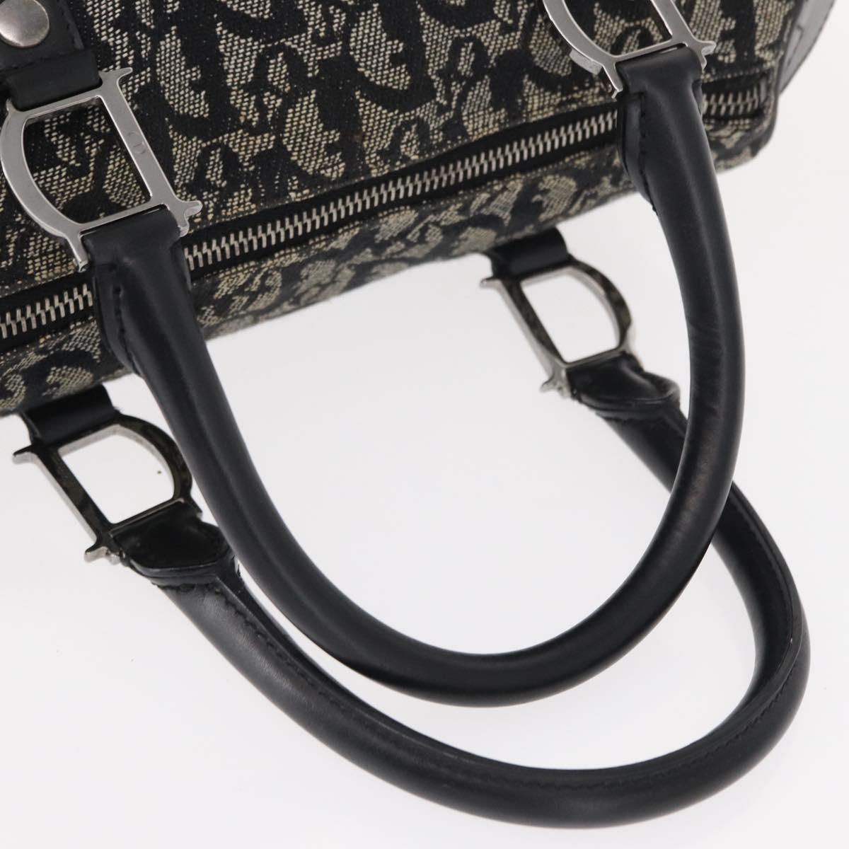 Christian Dior Trotter Canvas Hand Bag Black Silver Auth 153991