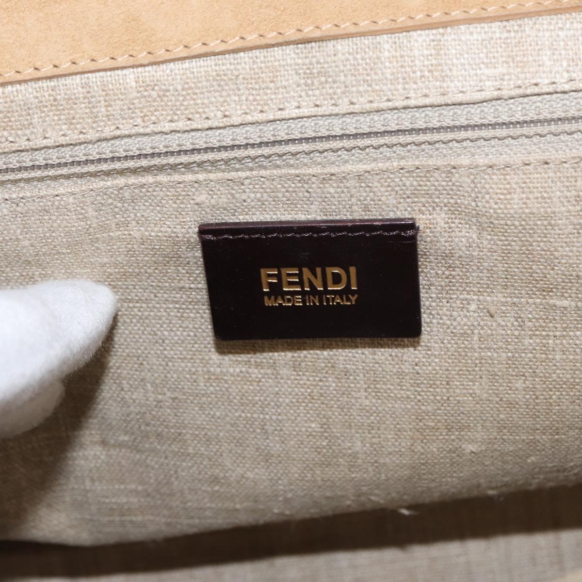 FENDI Silvana Hand Bag Leather 2way Green Gold Auth 153992