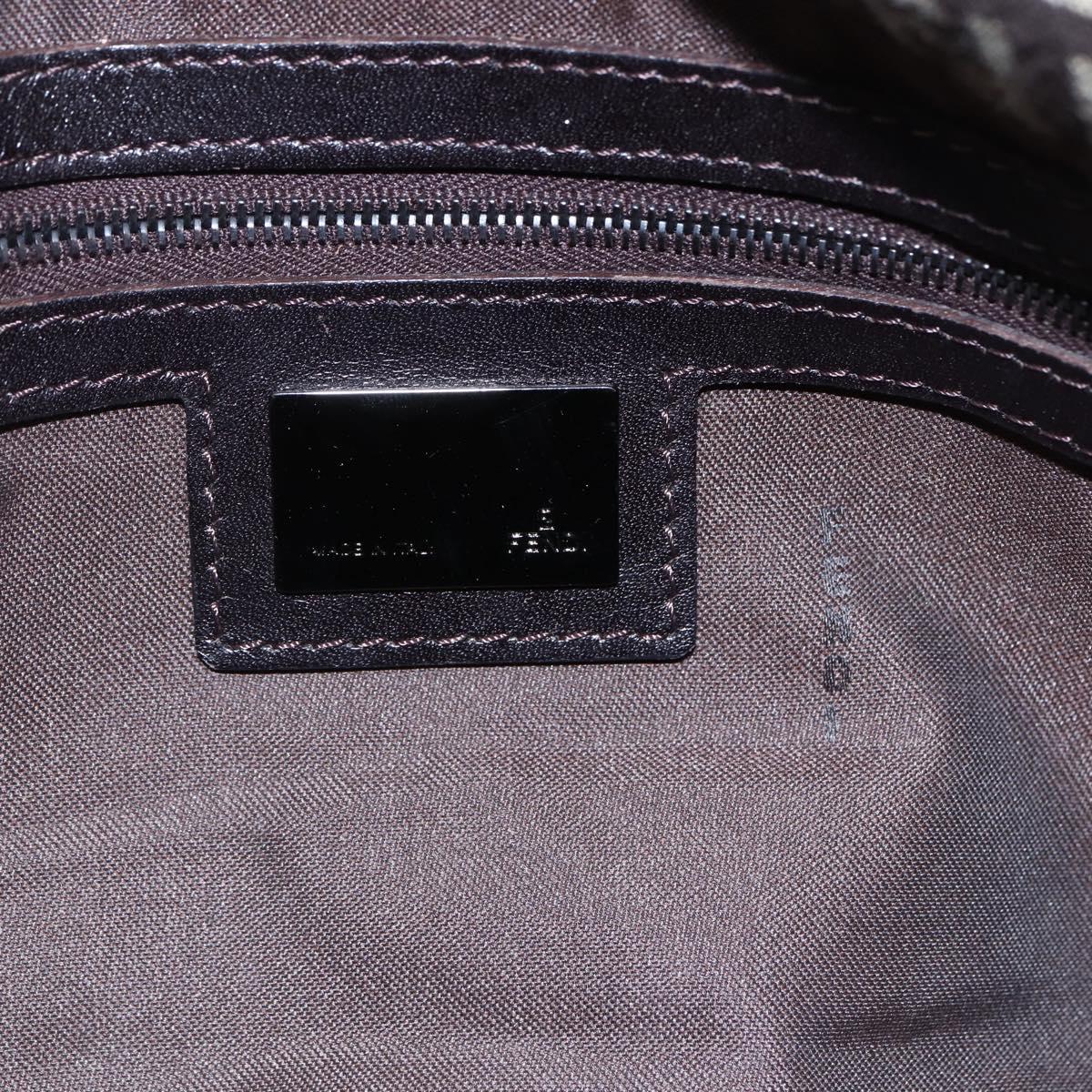 FENDI Zucchino Canvas Mamma Baguette Shoulder Bag Beige Brown Auth 153995