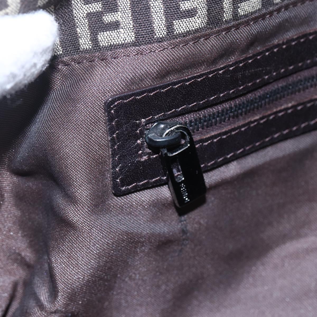 FENDI Zucchino Canvas Mamma Baguette Shoulder Bag Beige Brown Auth 153995